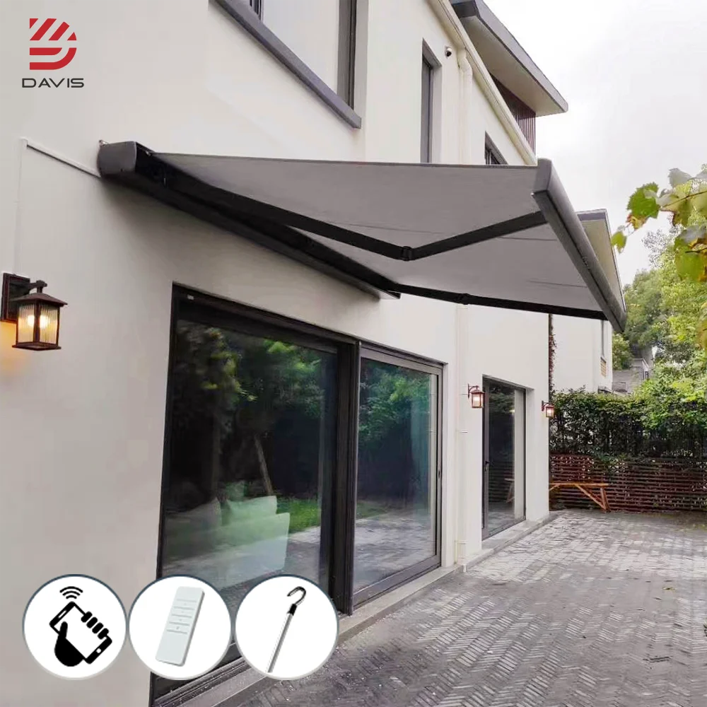 

Aluminum Retractable Roof Outdoor Waterproof PVC Pergola Motorized Electric Canopy Folding Patio SunShade Automatic Awning
