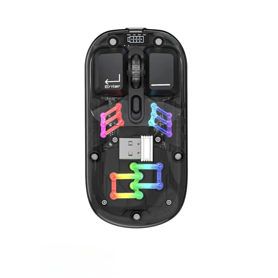 T7 Transparent Wireless Dual-mode Bluetooth Mouse Ergonomic Laptop Tablet PC Universal Mice Punk Mechanic RGB  Optical Girl Cute