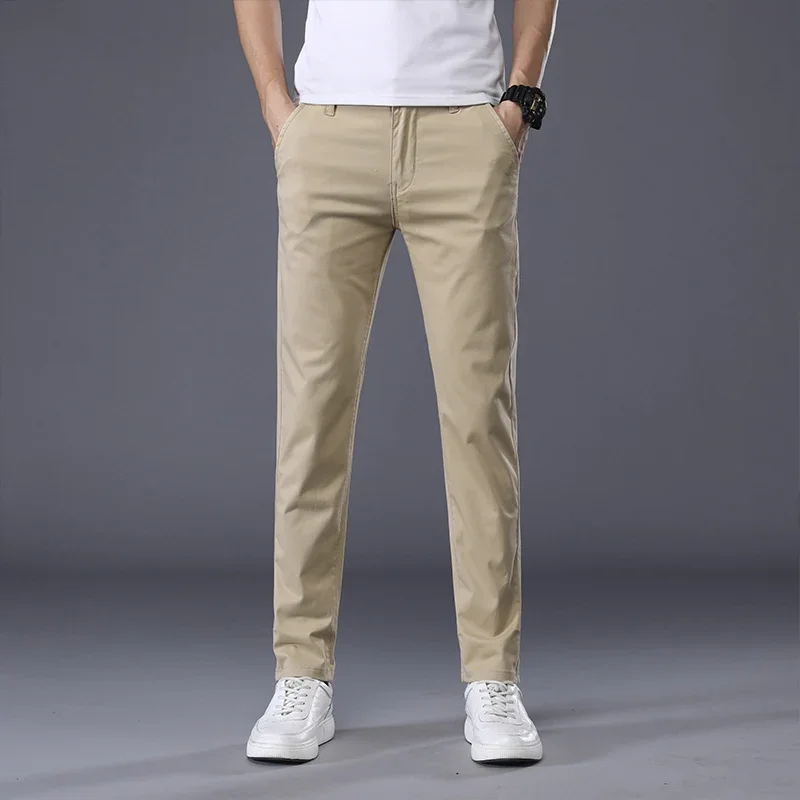 

7 Colors Men's Classic Summer Thin Casual Pants Business Fashion Stretch Cotton Slim Solid Color Trousers Male Brand Clothes