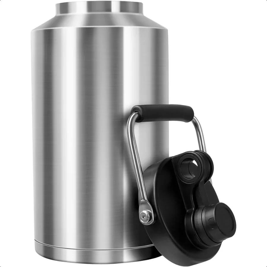 

Изолированная бутылка для воды, кувшин на 1 галлон с ручкой, большая бутылка для воды из нержавеющей стали на 128 унций, двойная вакуумная бутылка с широким горлышком для горячего и холодного доктора