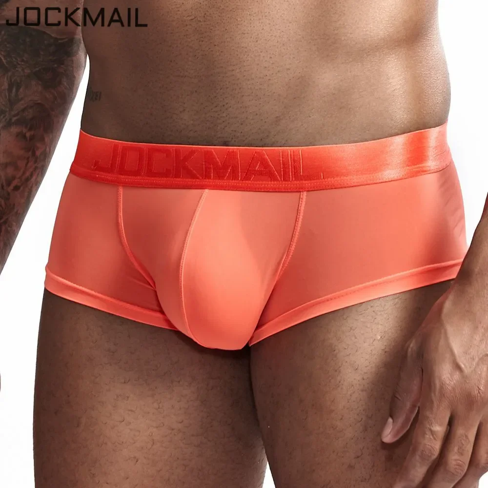 JOCKMAIL Ultra-thin Ice Sexy Underwear Men Boxers Solid Convex Mens Underpants Short Panties Slip Homme Cueca Gay Male Boxers