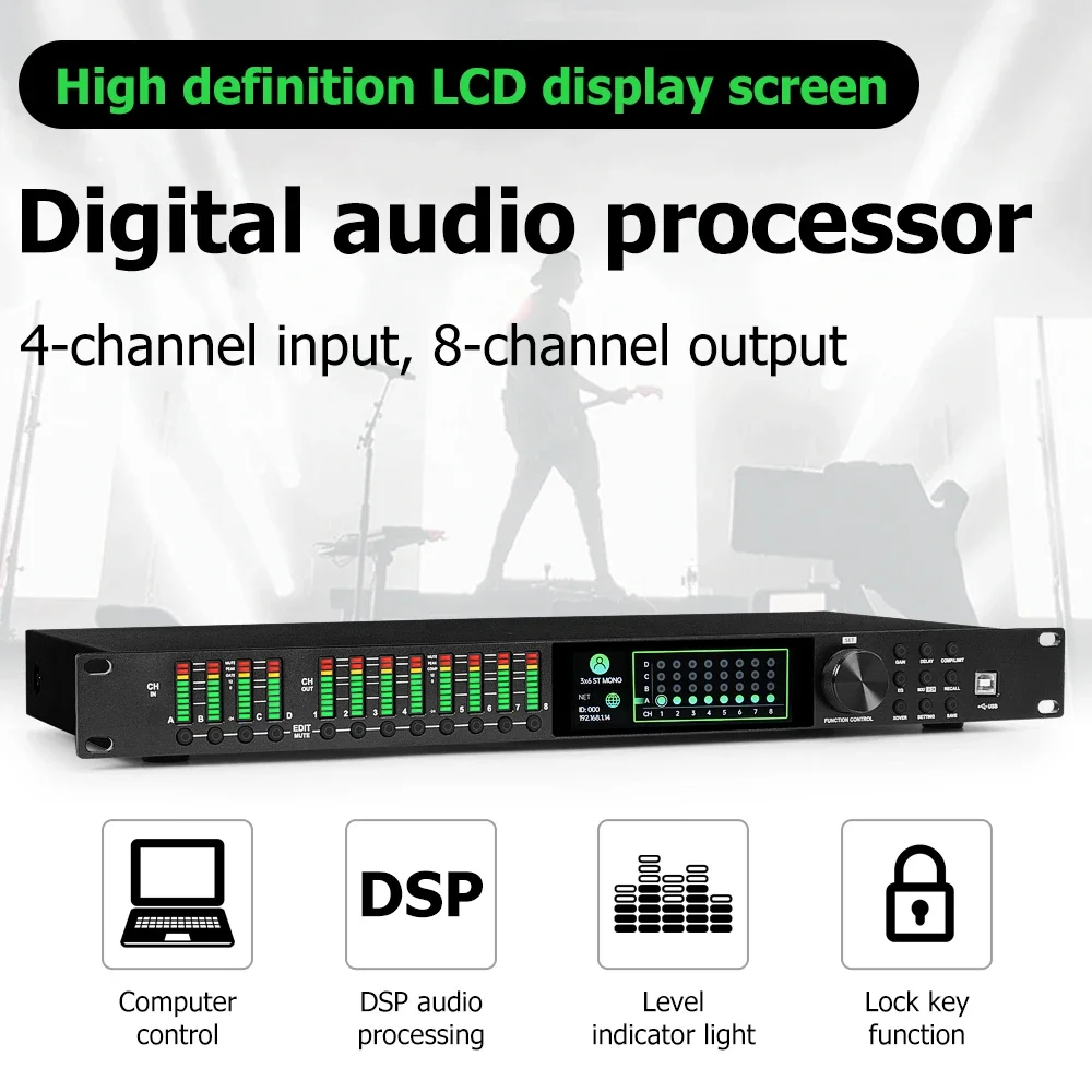

2025 4810D dsp 4-канальный цифровой усилитель мощности 1u dsp профессиональный
