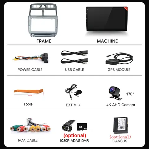 Android 16 Car Radio 4G+WIFI Carplay For Peugeot 307 307CC 307SW 2004-2013 Multimedia Stereo WiFi Video 2din 2 DIN CarPlay 10 best sales peugeot 307 display screen - №1