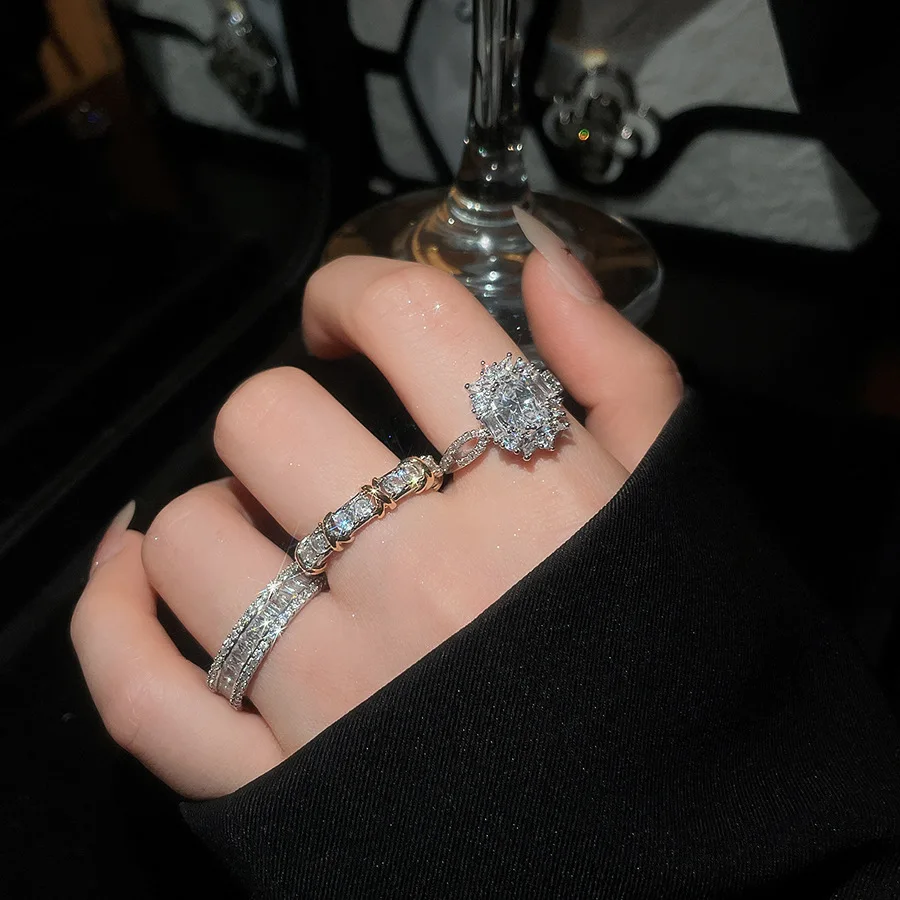 Neuer Vintage Zirkon Hohlperlen Offener Ring Nischen-High-End-Ring Sanfte Ausstrahlung Modeschmuck Paarringe für Herren Luxus – Detail 19