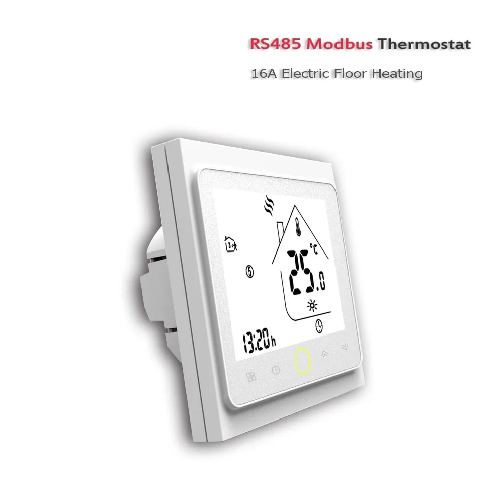 24VAC MODBUS RS485 floor electric heating thermostat, 16A floor temperature regulating controller 95-240VAC optional