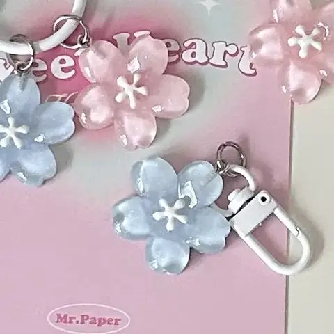 Simulated Sakura Key Chain Resin Cherry Blossom Jelly Sakura Pendant Keyring Keyring Romantic Translucent Flower Doll Pendants