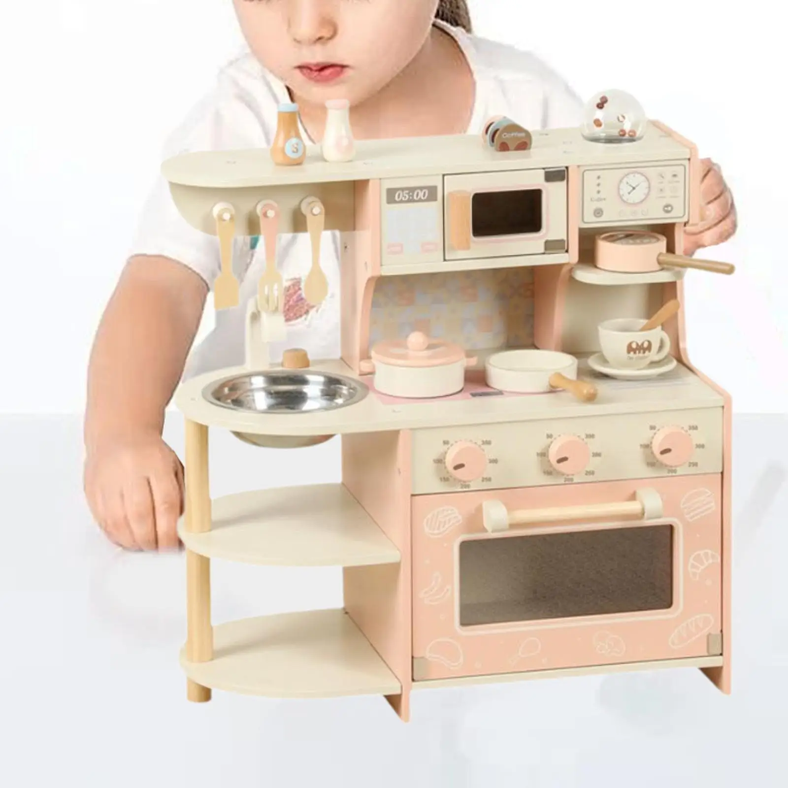 Set da cucina in legno Cucina da gioco realistica per ragazzi e ragazze, regali di compleanno per bambini