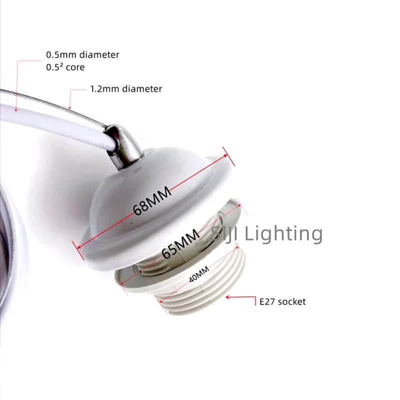 E27 Ceiling Canopy Cable wire Iron Lamp Base Ceiling Rose Chandelier Steel Wire Plastic Lamp Socket Lampshade LED Pendant Light