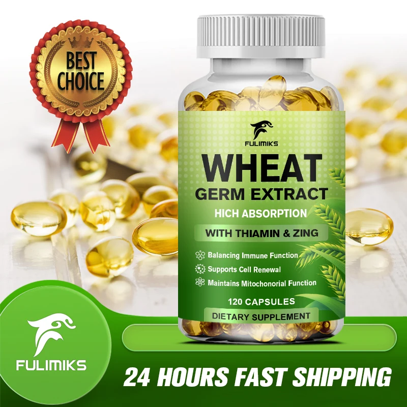 

Wheat Germ Oil - Whole Food Exercise, Antioxidant and Immune Support with Zinc Wheat Germ Oil - 120 Softgels Capsules