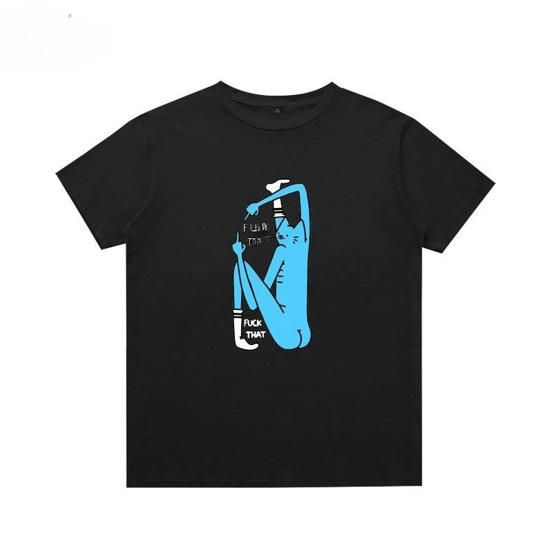 تي شيرت Dutch Skateboarder Villain Blue Stained Cat تي شيرت I Spoof قطن مطبوع بأكمام قصيرة للرجال