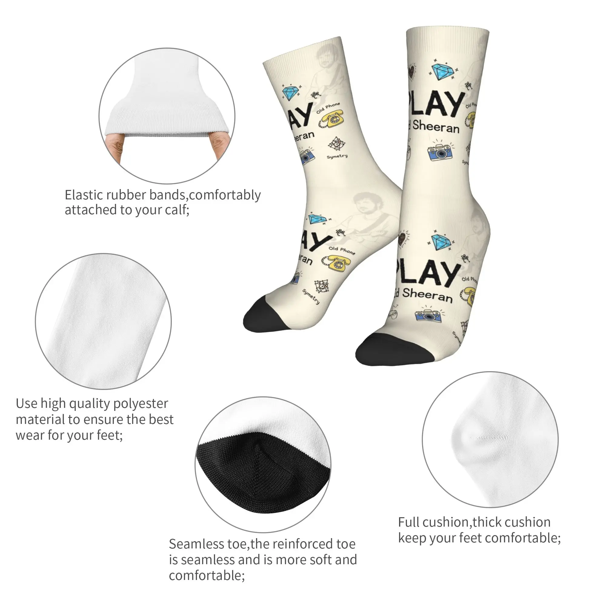 اللعب بواسطة إد شيران جوارب الكبار الرجال الجوارب متوسطة لينة جوارب بأشكال مضحكة الشتاء الجري المضادة للانزلاق جوارب مطبوعة هدية