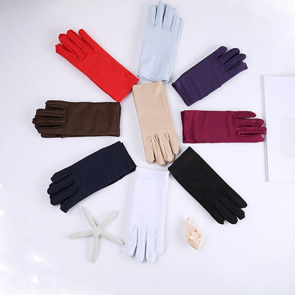 Men Dance Thin Spandex Pure Color Summer Etiquette Gloves Driving Gloves Sun Protection Anti-UV