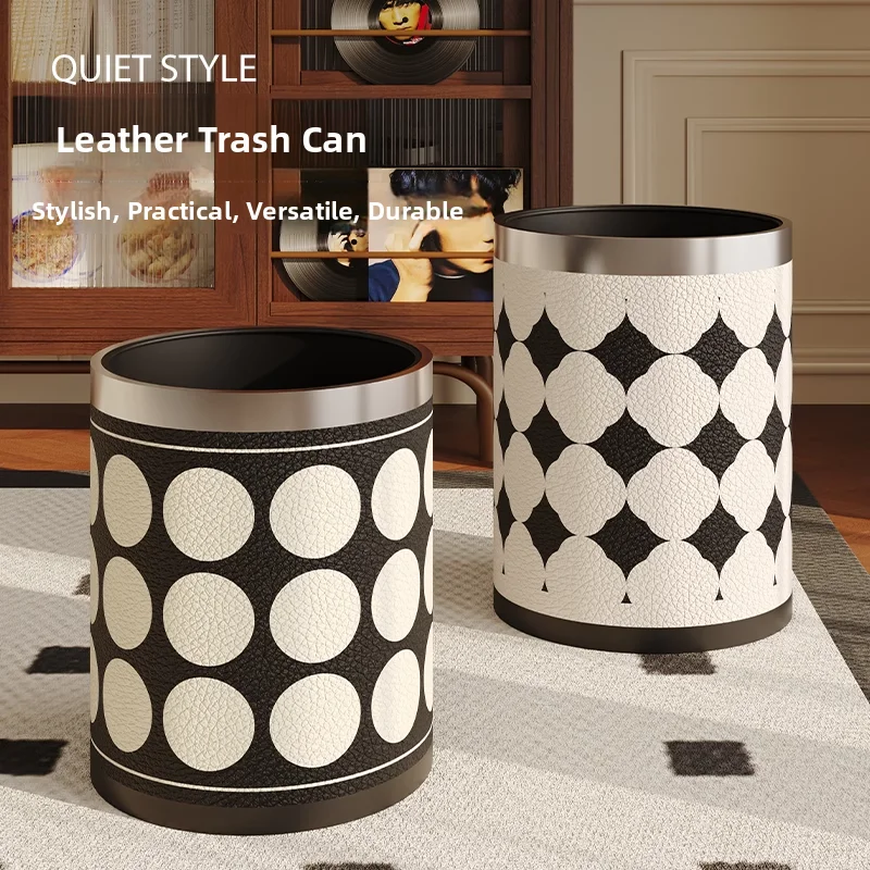 

Ретро кожаный Tra Can для дома, гостиной, роскошная высококачественная гигиеническая бочка для спальни, кухни, туалета, открытая корзина для бумаги