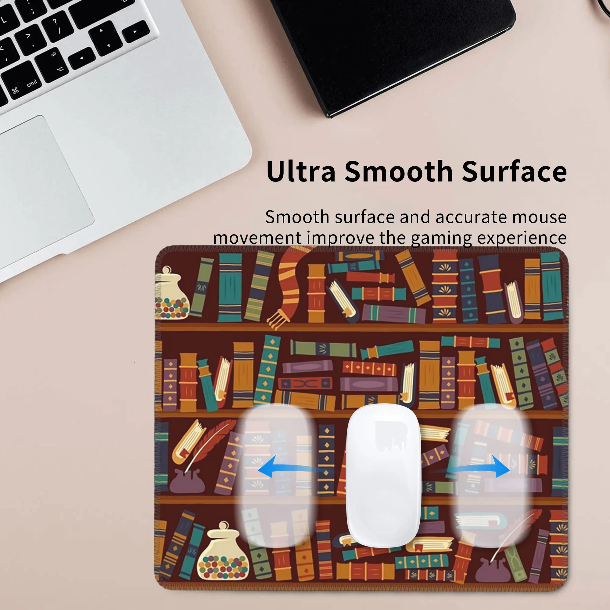 Vintage Library Themed Mouse Pad Computer Keyboard Mouse Mat Gamer PC Laptop Desk Mat Office Accessories Table Mats