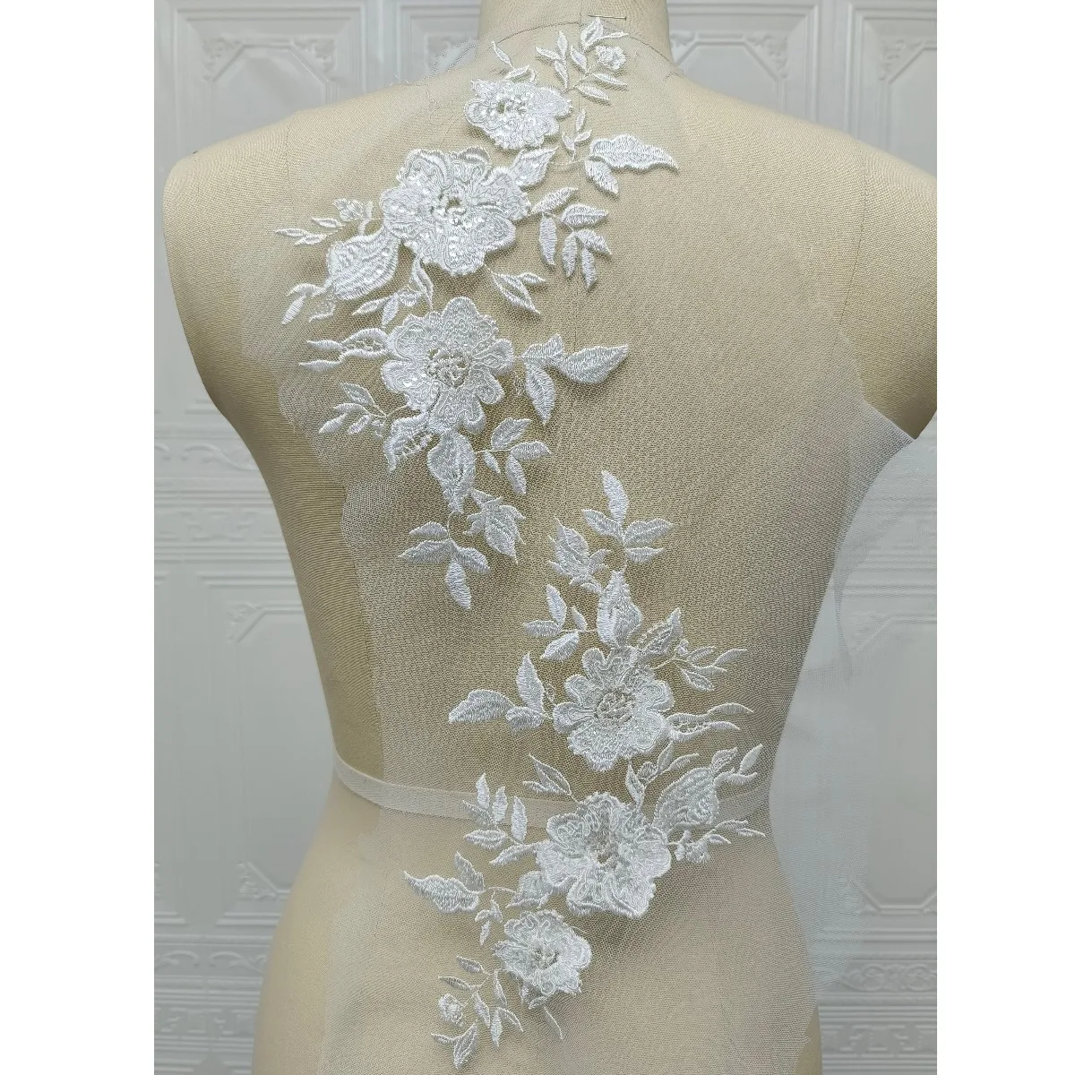 

Floral flower patches pairs embroider bridal wedding dress lace accessories in pairs medallion