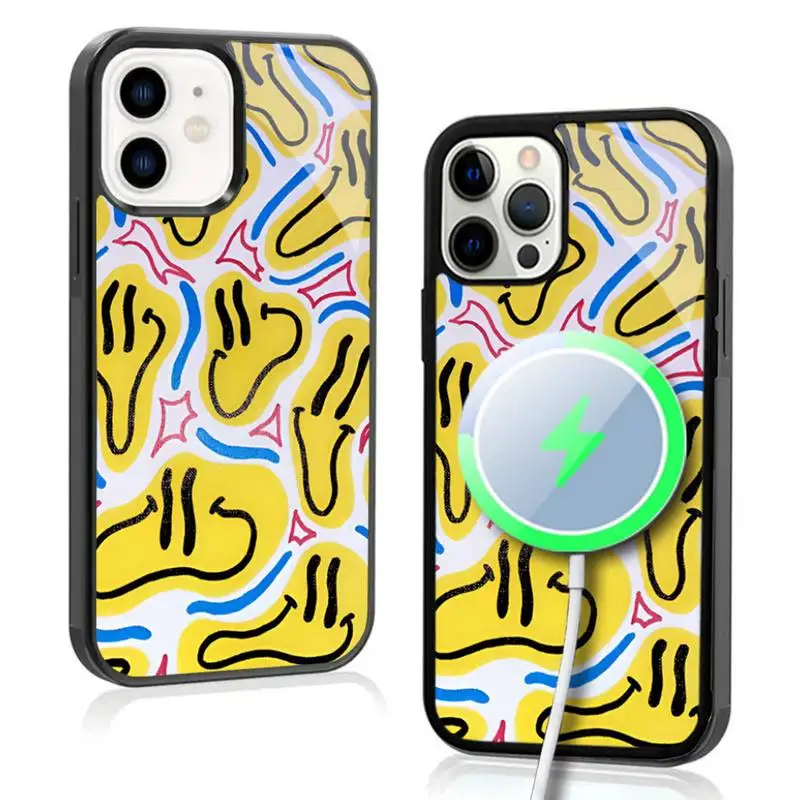 

Distorted Smile Phone Case For IPhone 11 12 13 14 15 Plus Pro Max Mirror Acrylic Cover For Magsafe Wireless Charging