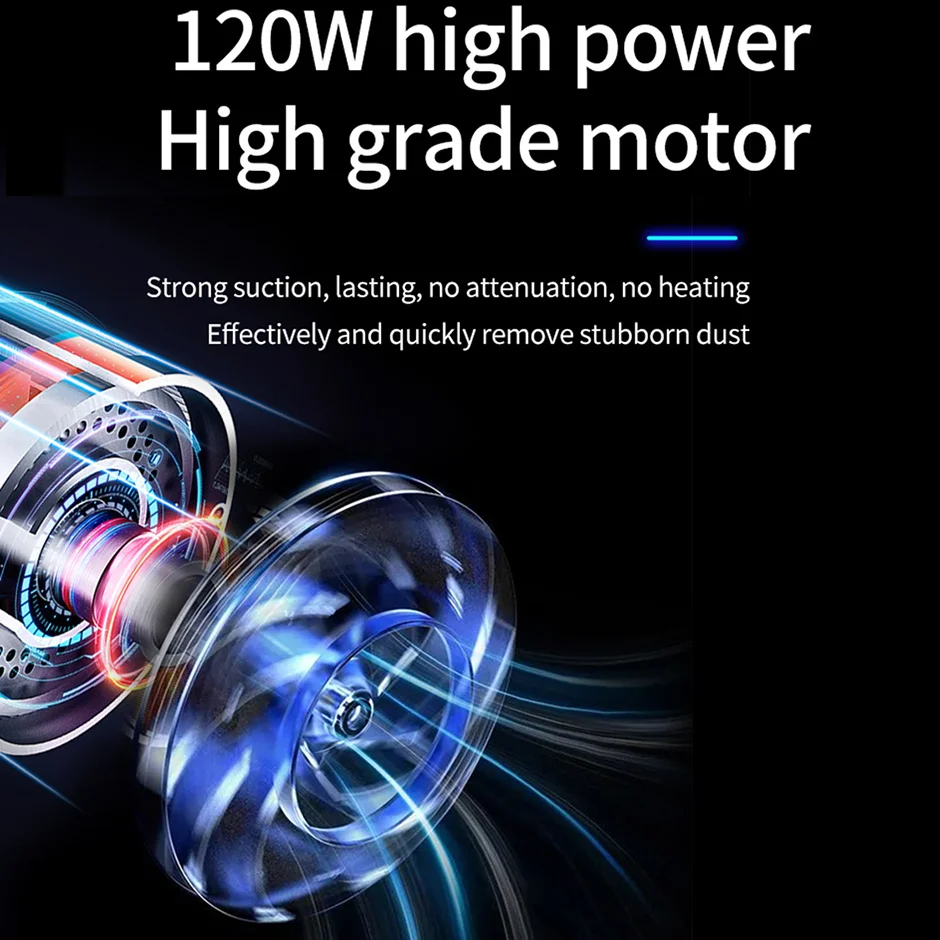مكنسة كهربائية لاسلكية قابلة للطي 9000 باسكال تعمل لاسلكيًا بسعة 4000 مللي أمبير في الساعة جهاز جمع الغبار الصغير بقوة 120 واط مع منفذ USB للمركبة والمكتب المنزلي