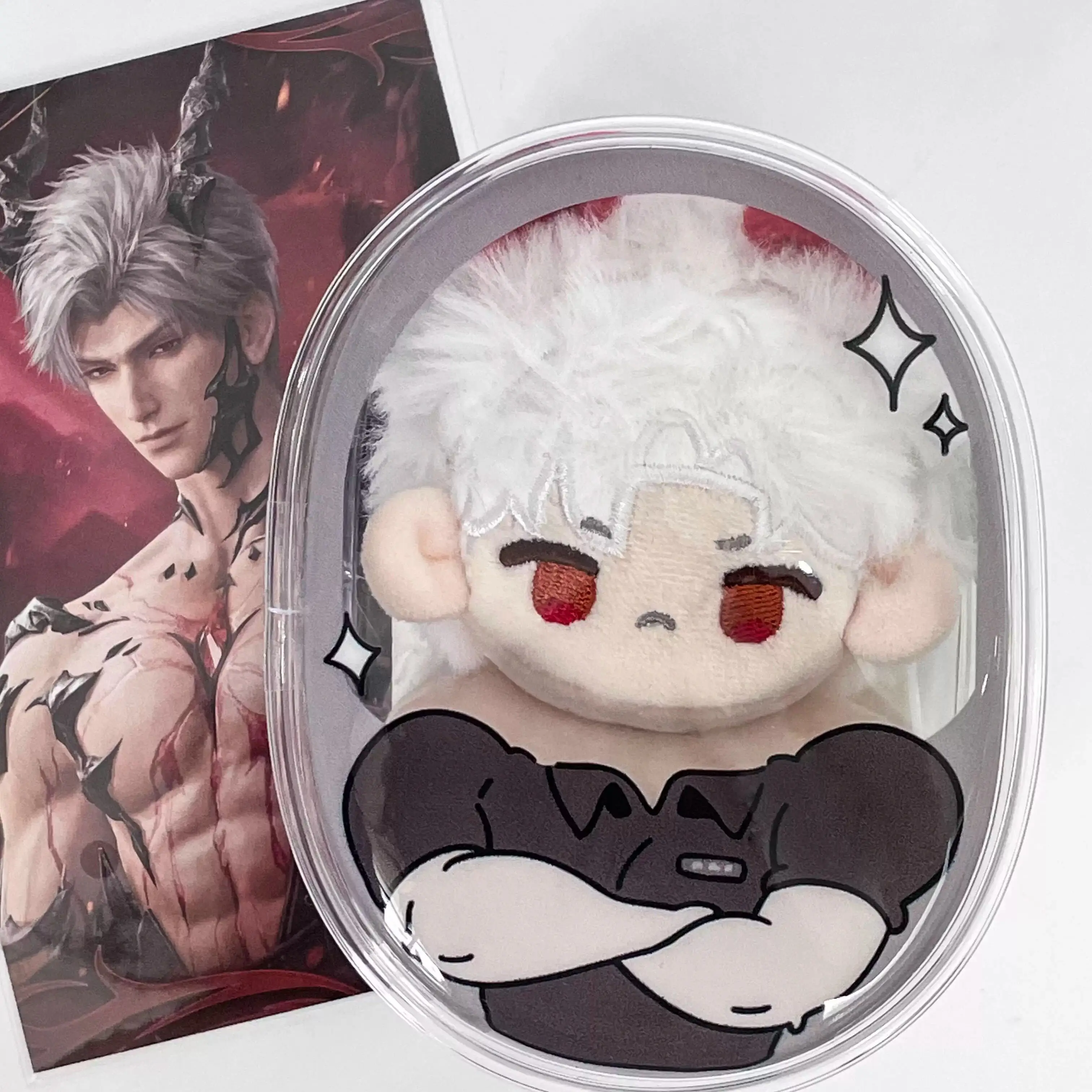 Muscle Finger Heart 10-13cm Clear Plushie Display Ita Bag, Cute PVC Dustproof Storage Pouch, for Anime Kpop Merch Shooting Decor