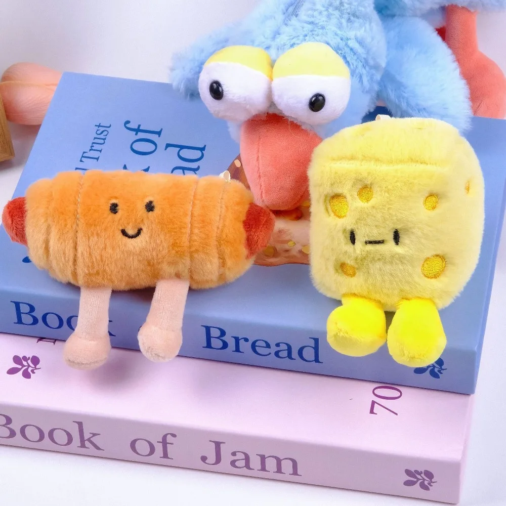 Simulation Bread Plush Pendant Toy Croissant Cheese Stuffed Plush Doll Keychain Fluffy Soft Couple Keychain Valentine's Day