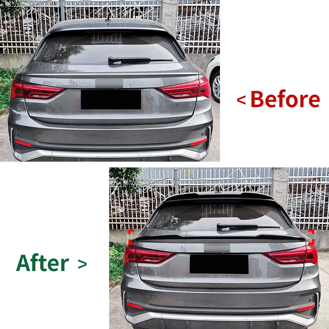 For AUDI Q3 F3 Sportback 2019+ Car Rear Trunk Middle Fixed Splitter Roof Spoiler Lip Tail Wing Body Kit Tuning Accessories Black