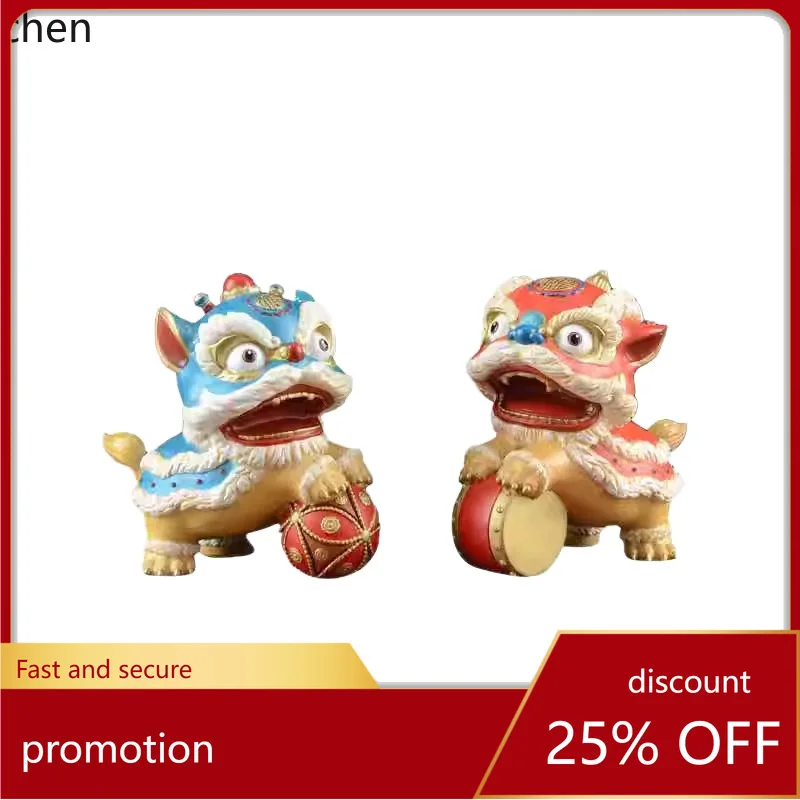 CZ Lion Statue Home Decorative Ornaments for Desktop and TV Cabinet, Pair of Festive Creative Gifts