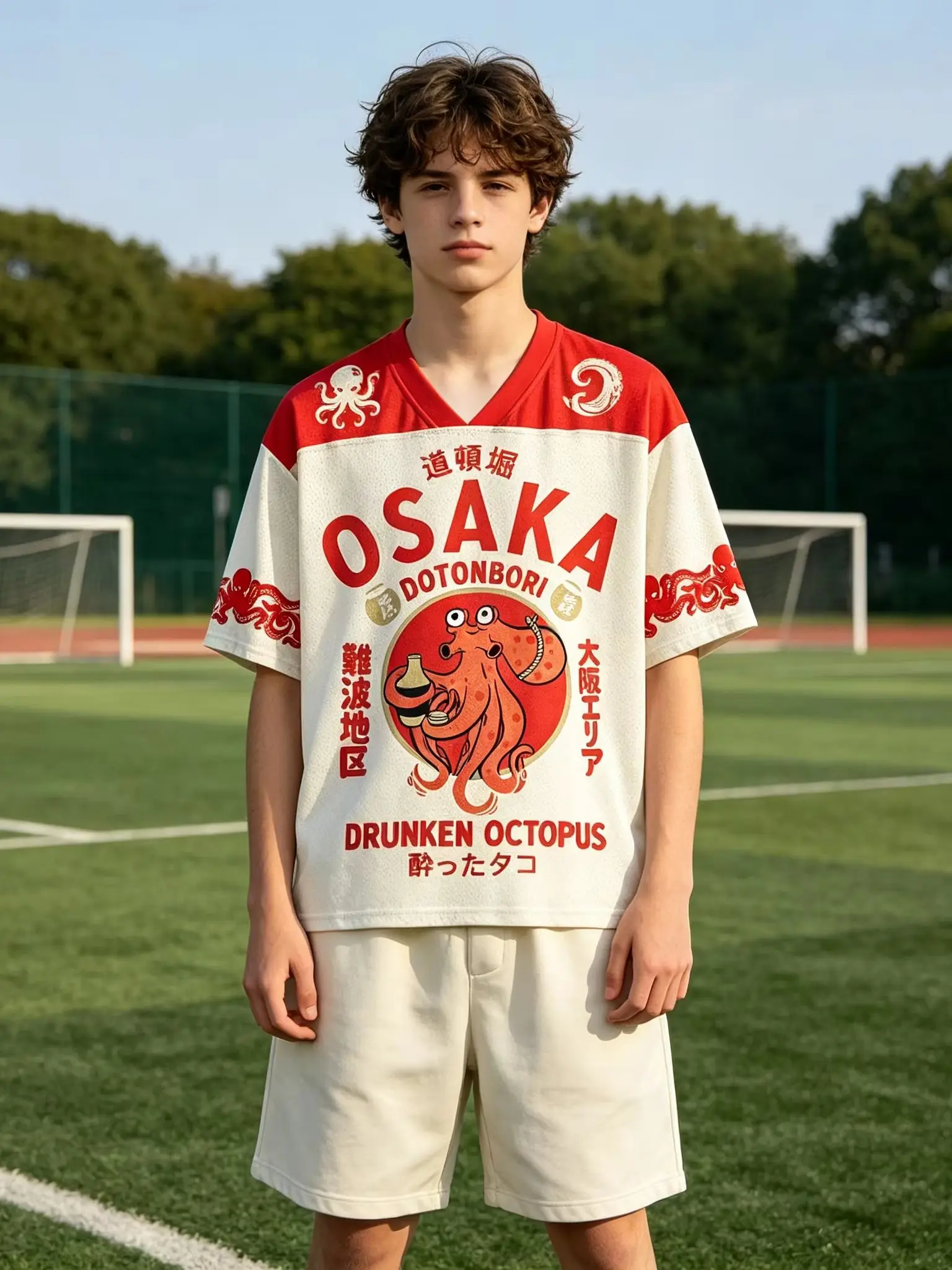 Osaka Dotonbori Drunken Octopus Sportwear Men Women Tee Adults Children Boy Gril Top V Neck Kids Parent Child Quick dry Tshirt