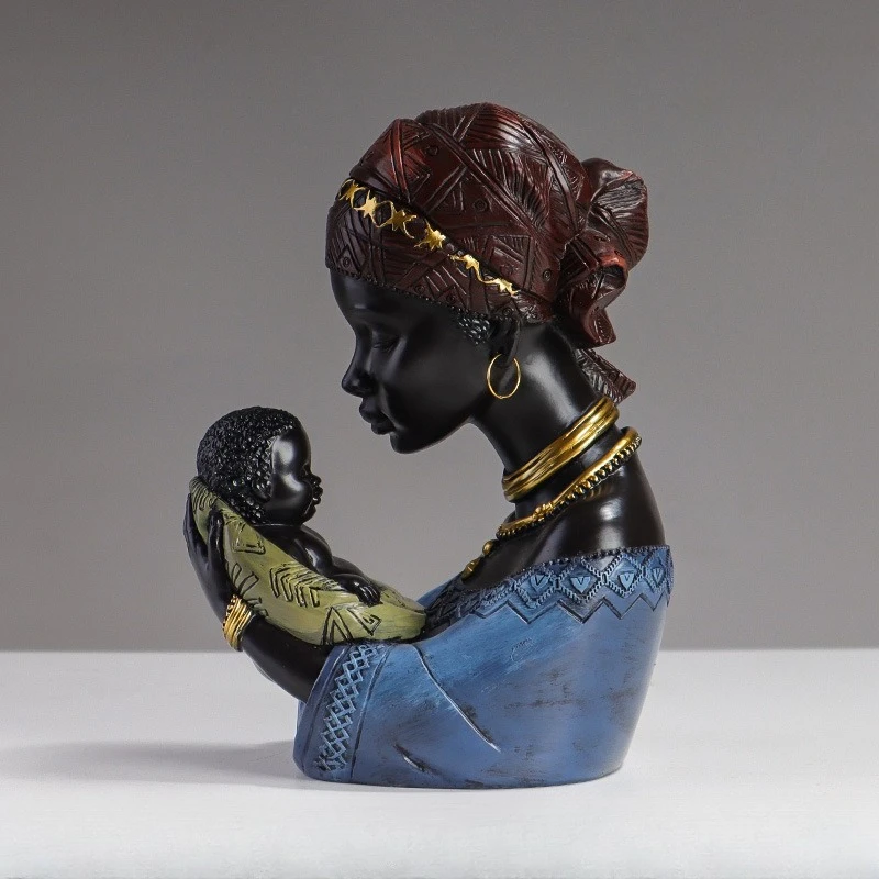 African Style Resin Craft Sculpture, Black Female Art Sculpture for Bedroom, Living Room, Cabinet, and Entrance Decoration
