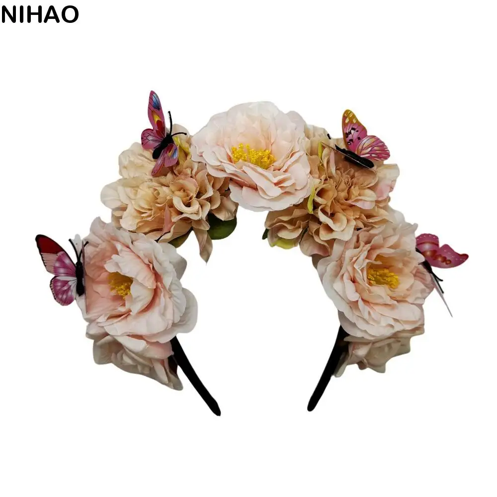 

Trendy Bohemian Flower Hairband Butterfly Headdress Faux Floral Floral Crown Hair Hoop Headpiece Ethnic Style