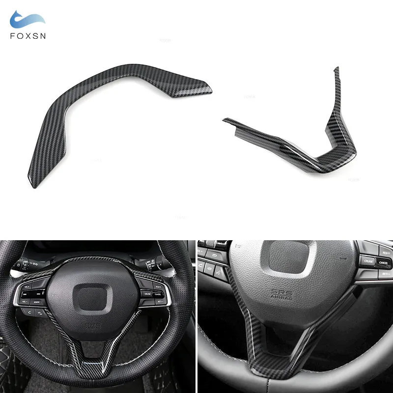 For Honda Accord 10 10th 2018 2019 2010 2021 Car Interior Steering Wheel Frame Cover Trim ABS Carbon Fiber Grain Accessories