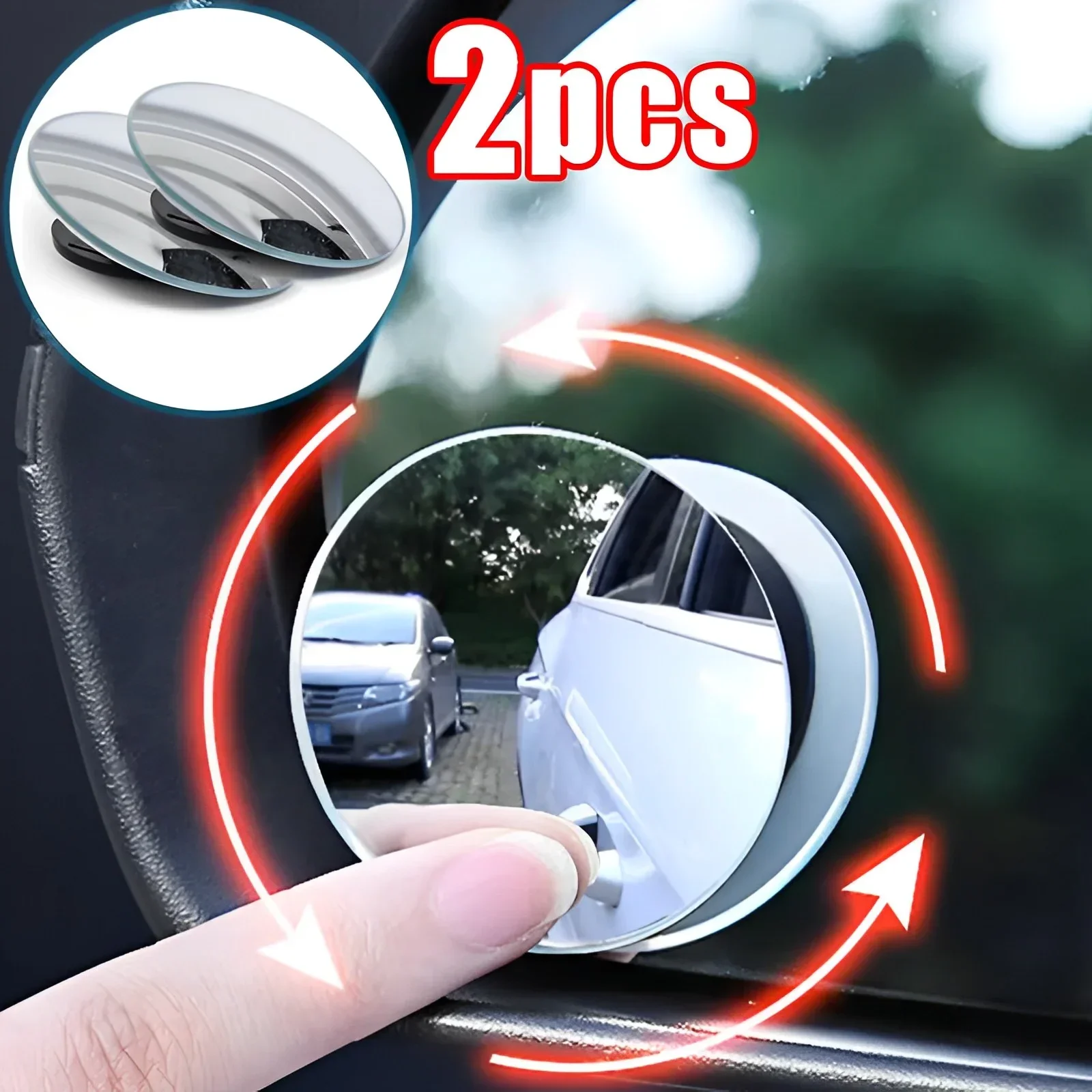 Car Blind Spot Rear View Mirror Wide Angle 360 Degree Adjustable Small Round Mirror Car Reverse Auxiliary Rearview Convex Mirror