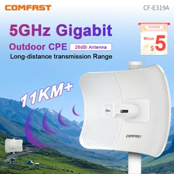 COMFAST 11KM-25KM 900Mbps 5.8G Extérieur CPE Longue Portée I-Wireless Bridge WiFi Point D'accès 26dBi Antenne Nanostation CF-E319A