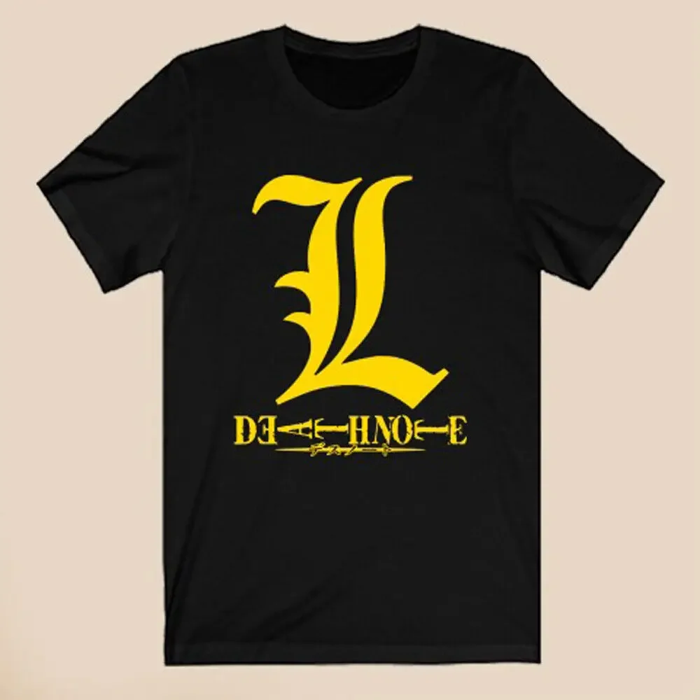 Death Note L Yagami Raito Men's Black T-Shirt Size S-3XL  Tees High Quality 100%Cotton Short Sleeve