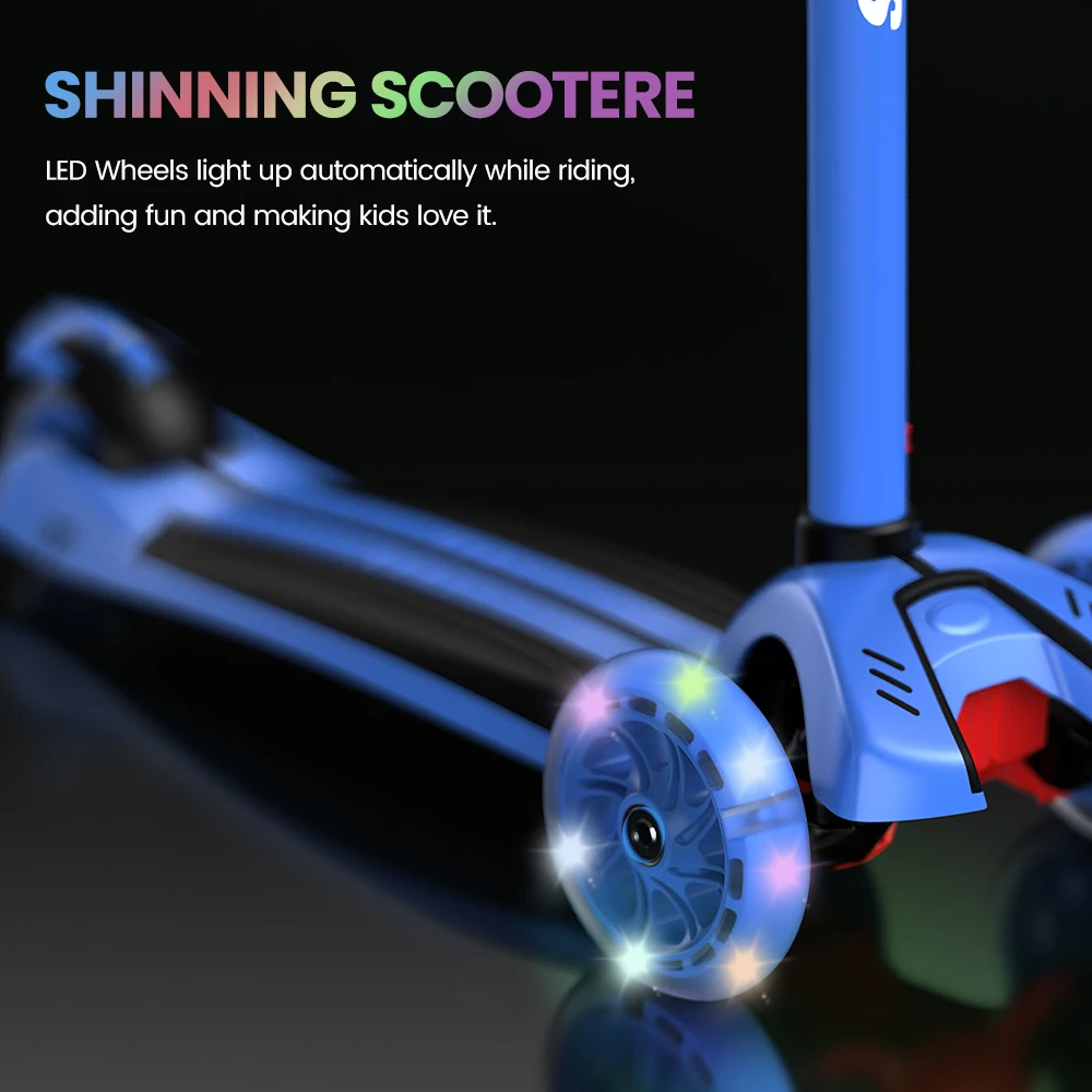 Sejoy Baby Scooter 2-8 ans avec roues LED, hauteur réglable, design pliable et double modes – Cadre de qualité militaire