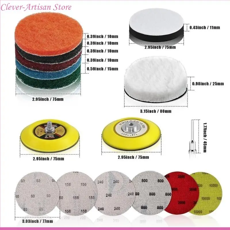 E06B 42PCS Professional 42pcs Car Headlight Polishing Set Waterproof Sanding Discs