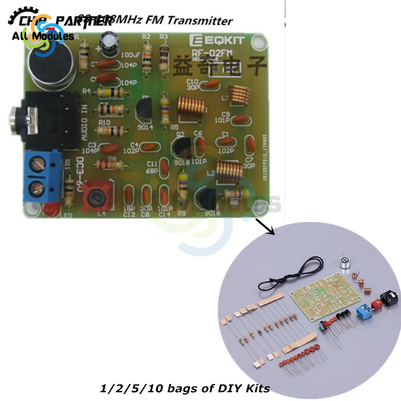 Moduł nadajnika bezprzewodowa FM DIY zestaw 88-108MHz elektroniczny mikrofon częstotliwości wieża Stereo części płyty DC 3V 6V