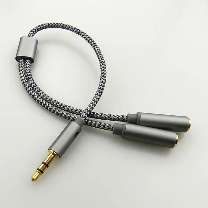 Weaving 3.5mm Headphone Adapter With 1/2 Splitter To Extend Audio, Phone, Computer, Speaker, Couple Sharing