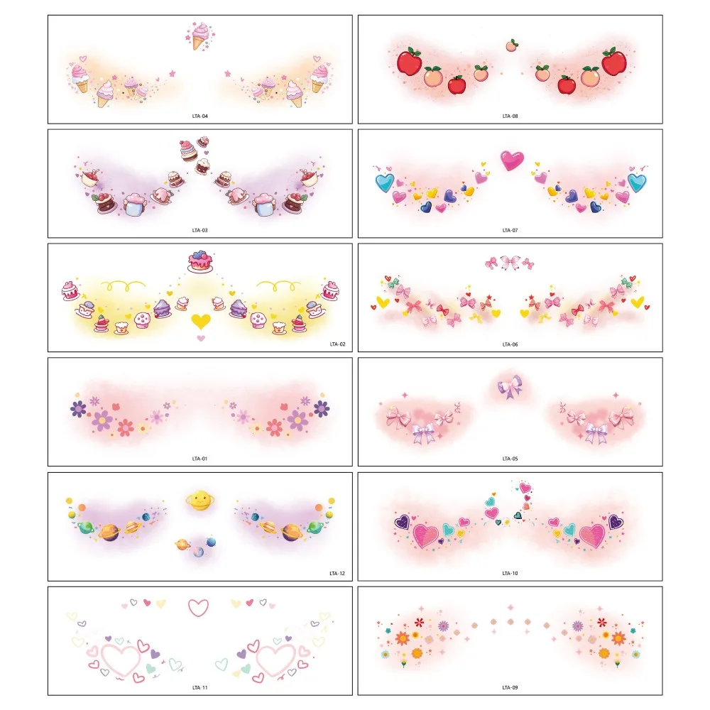 

12 шт. модные блестящие татуировки для лица, водостойкие красные патчи для макияжа лица, временные татуировки «сделай сам», наклейки на 2025, Новый год