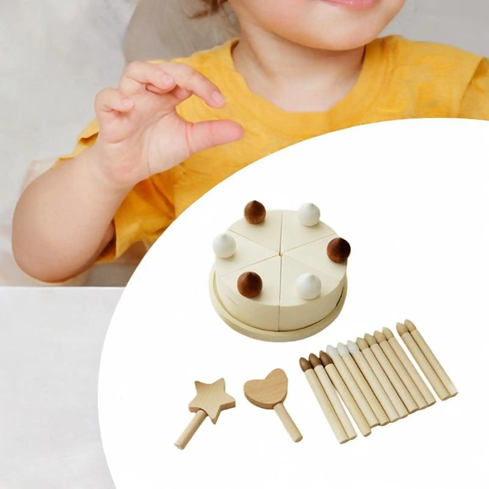 Kuchenspielset aus Holz für Geburtstagsfeiern, Rollenspiel, Lernspielzeug für Kinder