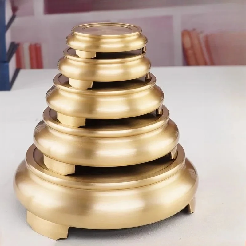 Brass Base Pure Copper Ornaments Elevate The Tray Hulu Jubao Basin Wenchang Tower Base Buddha Statue Incense Burner Base