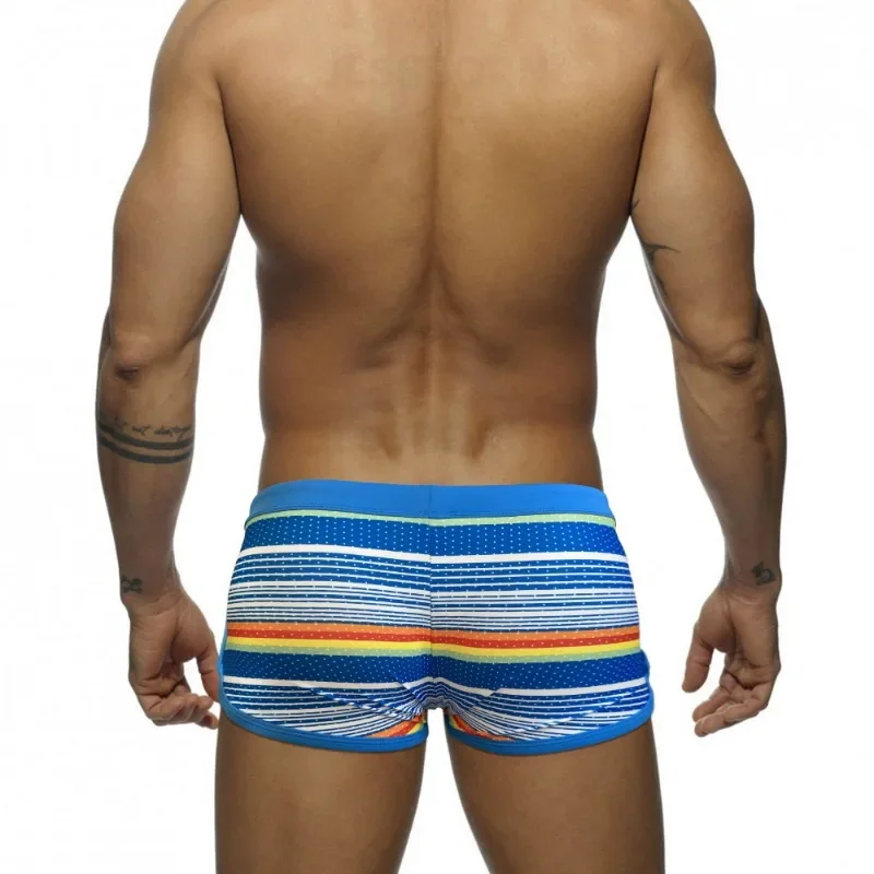 2026 Summer Men's Swimming Trunks Striped Breathable Tight Professional Sports Swimsuit Beach Shorts Sexy Boxer Bath Swim Briefs 5