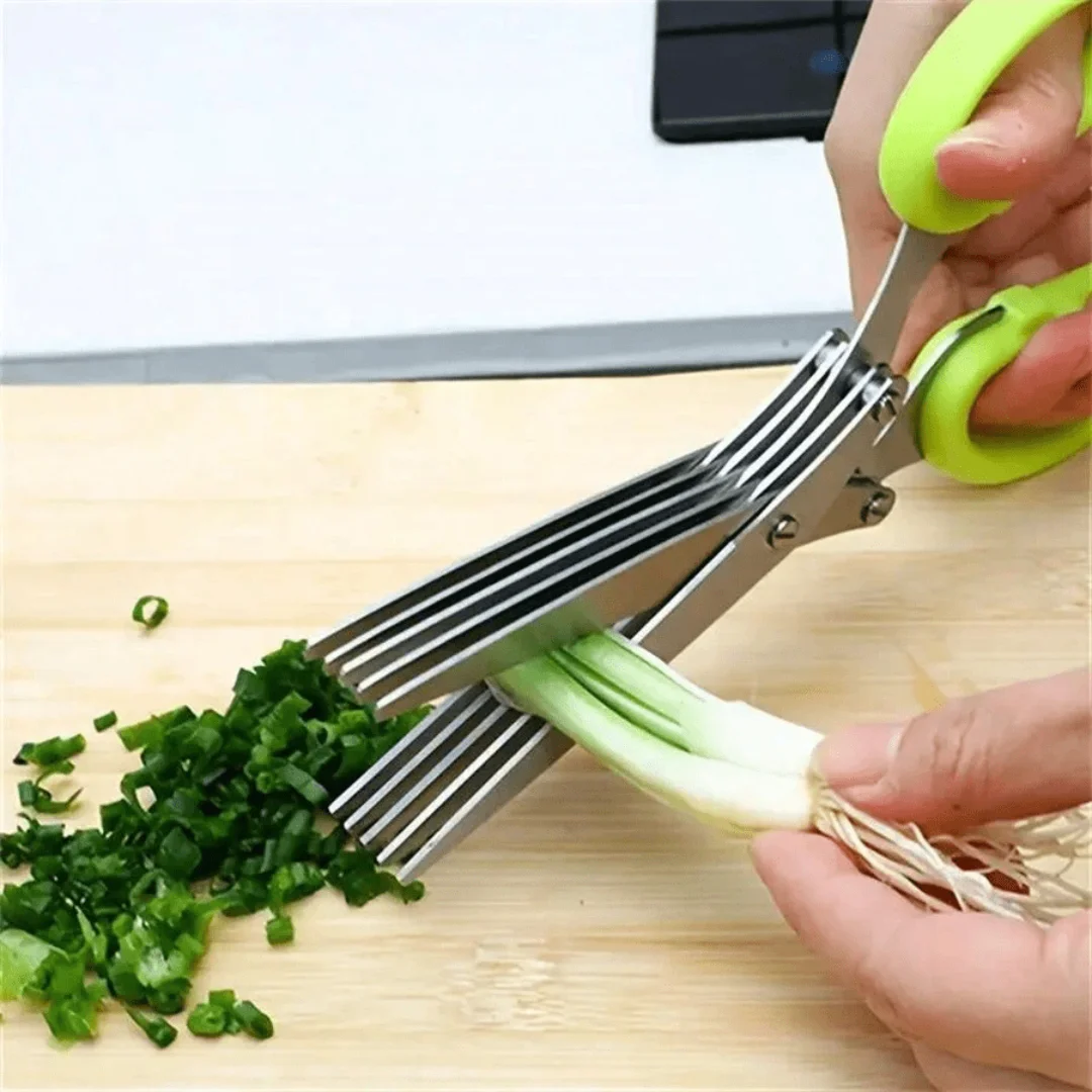 5 Layers Stainless Steel Scallion Scissors, Multi-Layer Kitchen Shears for Chopping Green Onions, Chili, Herbs
