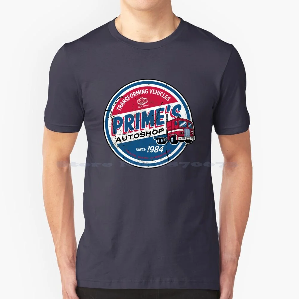 Prime Autoshop T Shirt 100% Cotton Tee Prime Autoshop Autobots Garage Robot