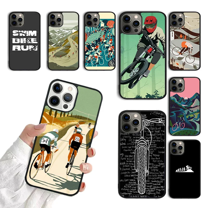 Mountain Bike Cycling Cyclist Phone Case For iPhone 15 16 11 12 13 14 Pro Max Mini Cover For iPhone Max 7 8 Plus Fundas