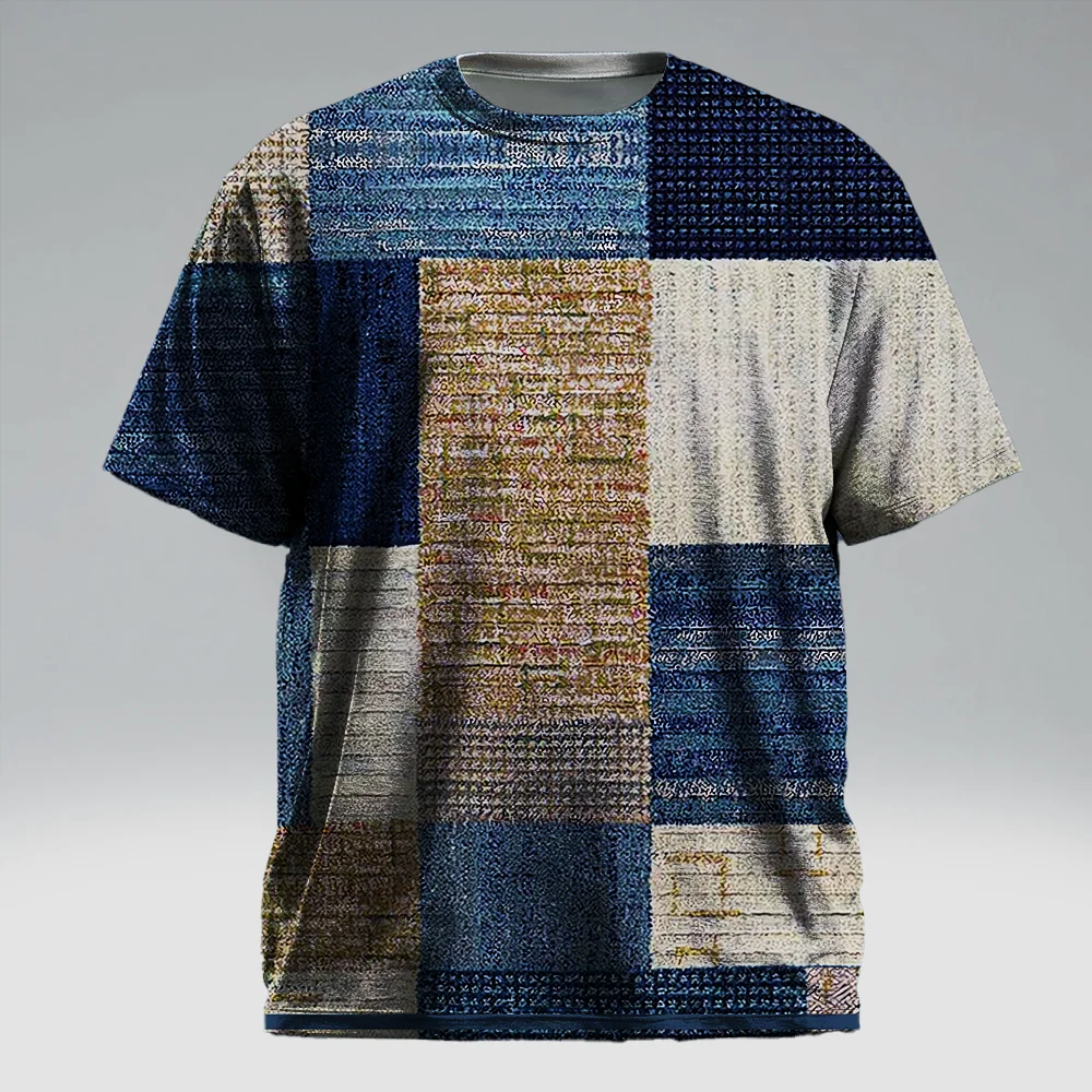 

Мужская футболка с коротким рукавом больших размеров S-9xl: стиль в клетку — гладкая толстая клетка, устойчивая к морщинам,