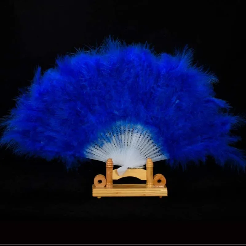

12pcs Festiv Vintage Style Folding Handheld Marabou Feather Hand Fan for Costume Dancing Party Tea Variety Show