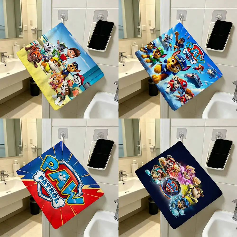 Serviette de cuisine suspendue en polyester et coton, motif Chiens courageux de dessin animé, douce pour la peau, P-PAW, P-Patrols, pour hôtel et usage domestique