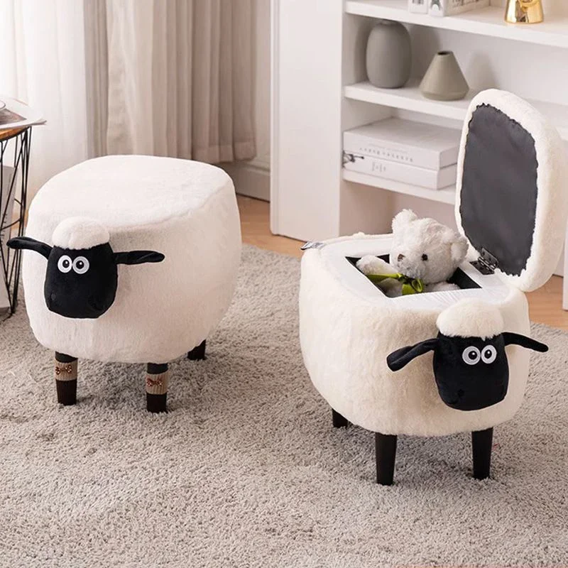 

Removable Shoe Changing Stool with Storage Space Ottomans Living Room Children Cartoon Low Stools Small Footrest Home Furniture