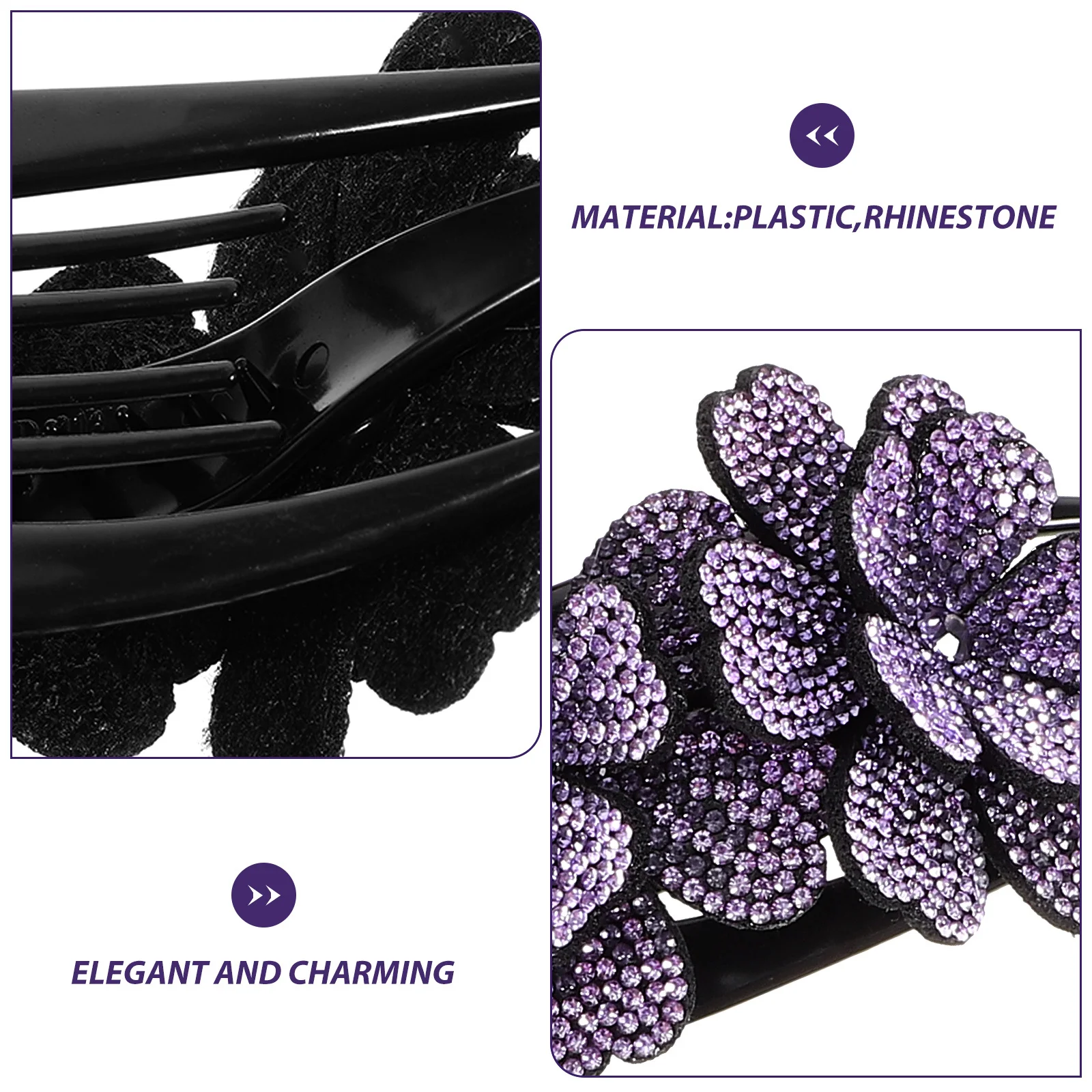 

Набор из 4 заколок-крабиков во французском стиле с декором из страз, легкие и удобные аксессуары для волос