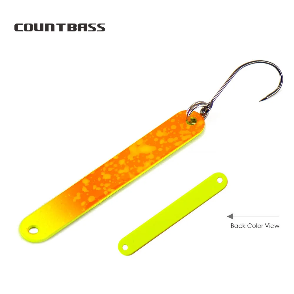 COUNTBASS 6PCS Casting Spoon 1.3g 3/64oz, 2.3g 5/64ozwith Barbless Single Hook Salmon Trout Pike Bass Metal Brass Fishing Lures