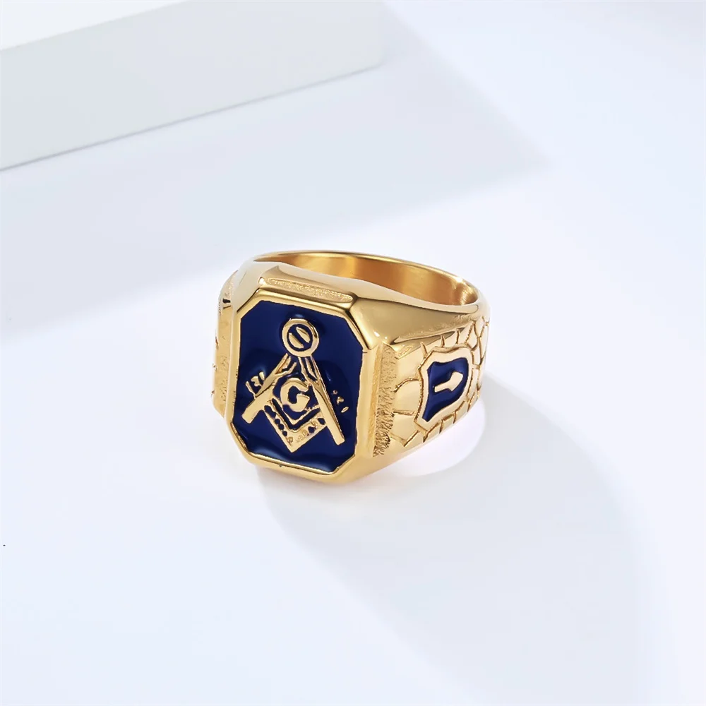 European And American Cross-border Popular Retro Personality Titanium Steel Freemason Ring, Fashion Trend Outfit Accessory view 4